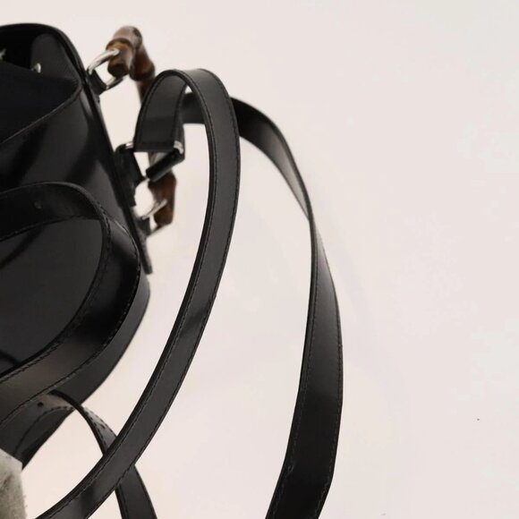 GUCCI Bamboo Backpack Canvas Black Silver 003 1998 0030 Auth 140163 - Picture 9 of 16